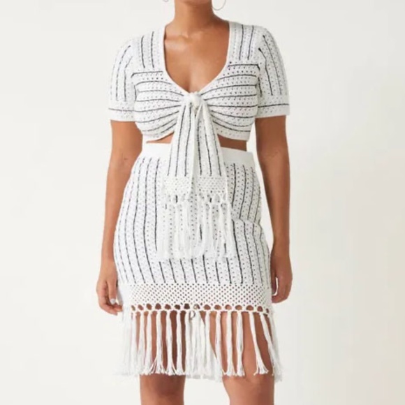 & Other Stories Dresses & Skirts - Coachella Vibe Fringe Detail Cotton Crochet Mini Skirt & Top size S